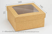 Подарочная коробка Wonderpack Крафт с окном для текстиля крафт-картон М0027о19
