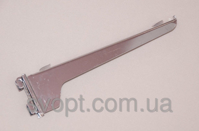 Тримач для полиці (кронштейн) у рейку хромований подвійний. 30 см, фото 1