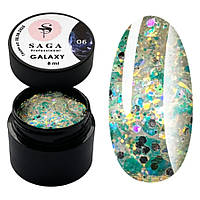 Гель для дизайна ногтей Saga Professional Galaxy Glitter №06, 8мл