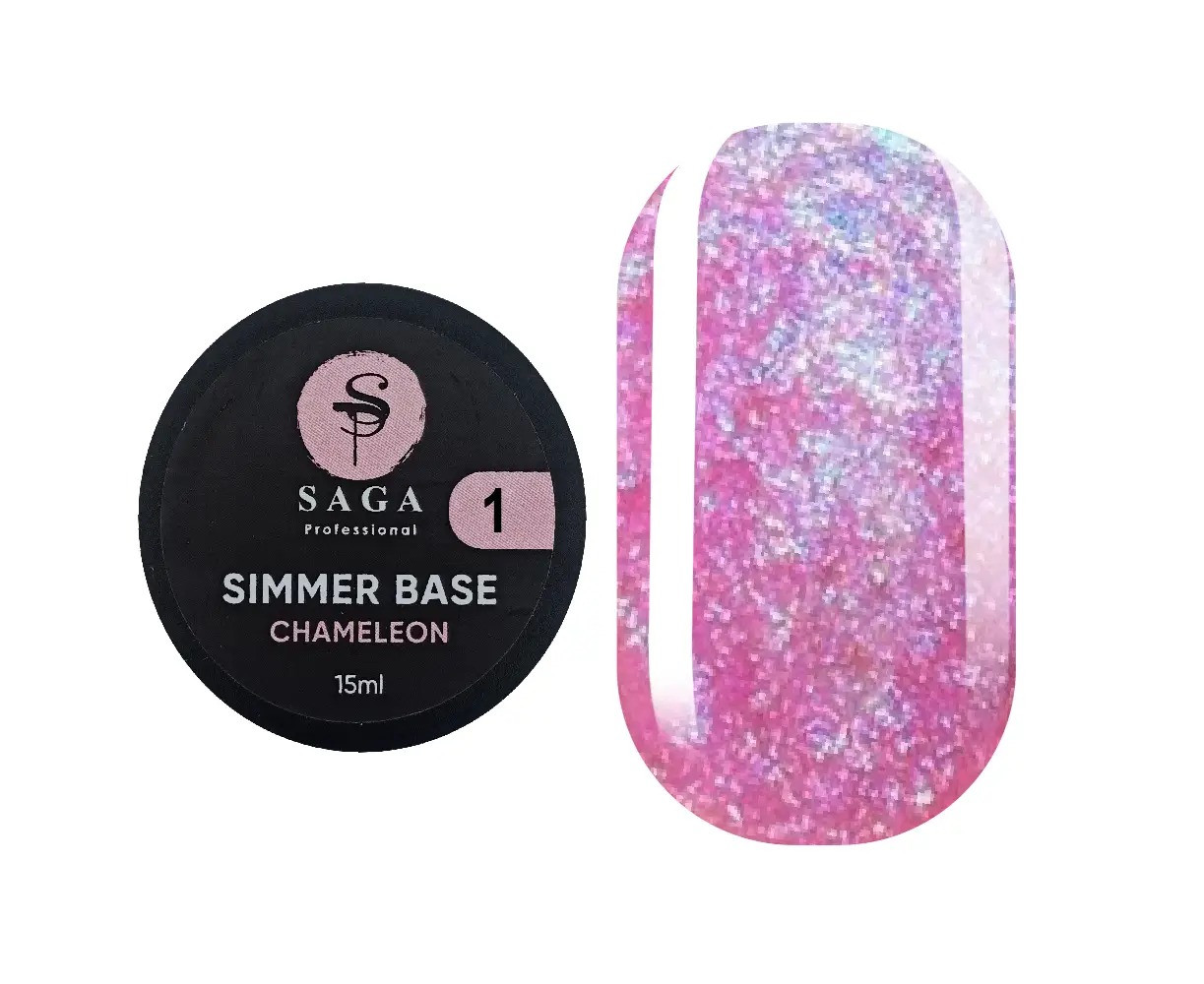 База камуфлююча із шиммером SAGA professional Shimmer Base Chameleon 01, 15 мл