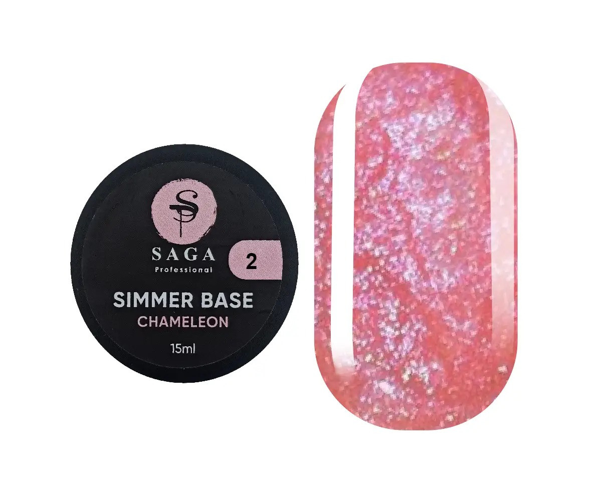База камуфлююча із шиммером SAGA professional Shimmer Base Chameleon 02, 15 мл
