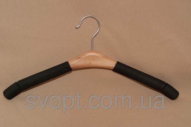 Плічка-вішалка поролон із дерев'яною вставкою жіноча, світла, фото 1