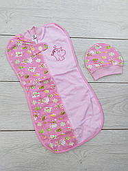 Пелюшка-кокон + шапочка "Бегемотик 2" (байка)