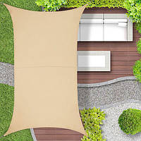 Песочный прямоугольный солнцезащитный тент с натяжными веревками для сада и балкона, ткань PES/нержавеющая