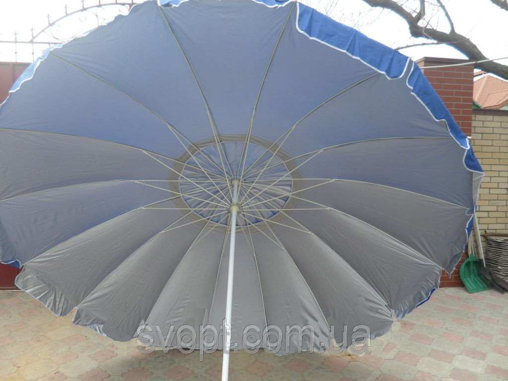 Парасолька пляжна кругла (3,5 м) зі срібним напиленням і клапаном 16 спиць, фото 1