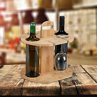 Интерьерная бамбуковая винная стойка из 2 держателей для бутылок и 4 бокалов, 30,5 x 30 x 25 см