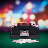 Практичный тасовщик игральных карт с кожаным дизайном, для 2 колод, пластик, 10,5 x 23,5 x 13,5 см