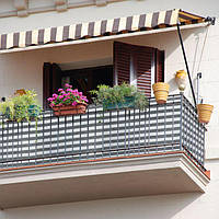 Захисна тканинна сітка для зовнішнього огородження балкона, патіо кабельними стяжками, Висота 1 м, HDPE, сіро-білий