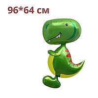 Шар фольгированный фигурный 96х64 см Динозавр Тираннозавр мультяшки Зеленый