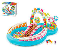 Надувний водний ігровий центр із гіркою Intex 57149 "Карамель" розмір 295х191х130 см, від 3 років, дитячий басейн