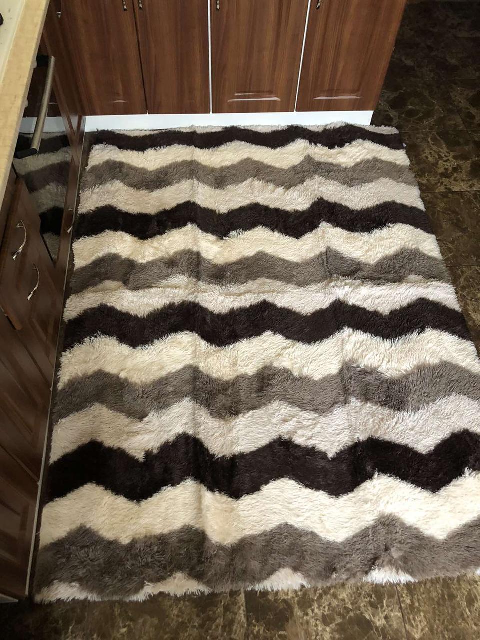 М'який пухнастий килимок з високим ворсом 120х160 см Зіг-заг