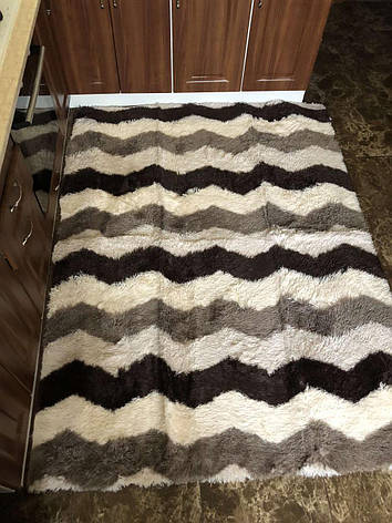 М'який пухнастий килимок з високим ворсом 120х160 см Зіг-заг, фото 1