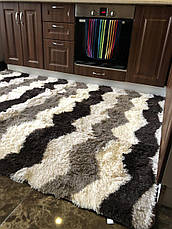 М'який пухнастий килимок з високим ворсом 120х160 см Зіг-заг, фото 4