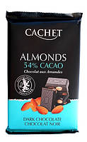Шоколад Cachet (Кашет) Dark Черный 54 % Какао с Миндалем Almonds 300 г Бельгия ( 5 шт/1 уп)