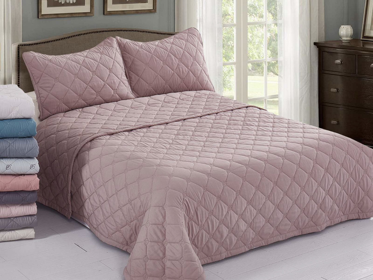 Покривало стьобане бавовняне ColorfulHome 200x230 см з 2 наволочками 50х70 см, фото 1