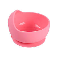 Силиконовая круглая глубокая тарелка для первых блюд на присоске 2Life Y14 350 мл Розовый (vol-10141)