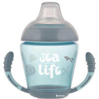 Поильник-непроливайка Canpol babies с мягким силиконовым носиком Sea Life серый 230 мл (56/501_grey) - Топ