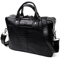 Мужская сумка-портфель из фактурной кожи KARYA 20873 Черный