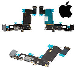 Шлейф для iPhone 6S Plus, коннектора зарядки - плата зарядки, з компонентами, чорний, оригінал