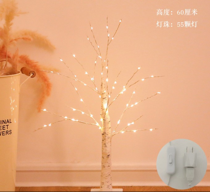 Дерево-світильник  Береза. Колір світла Теплий Білий висота 60см. 55LED  USB підключення