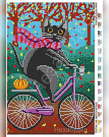Схема для вишивки бісером - Котик на велосипеді