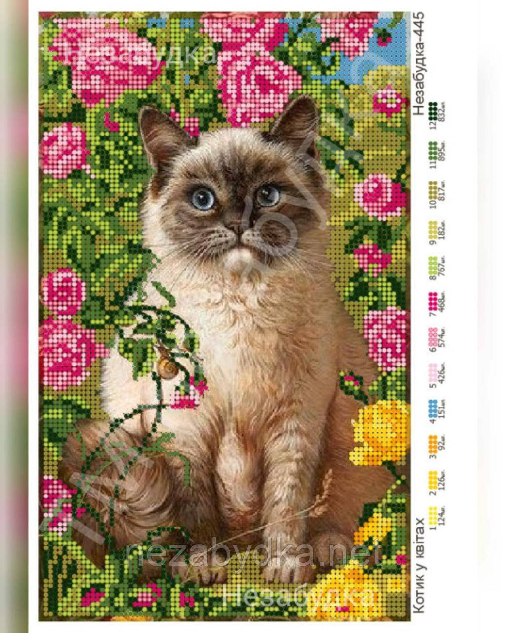 Схема для вишивки бісером - Котик в кольорах