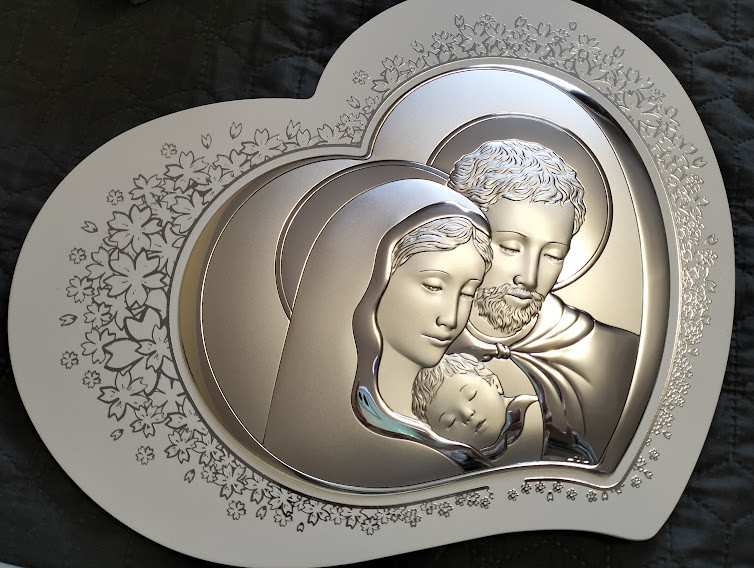 Велика срібна Ікона "Свята Сім'я" Valenti (38x 30 см), фото 1