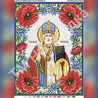 Схема для вышивки бисером - Святой Николай Чудотворец в маках