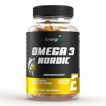 Омега-3 (риб'ячий жир) - EnergiVit Omega 3 NORDIC 950 mg active omega 3 / 200 softgels