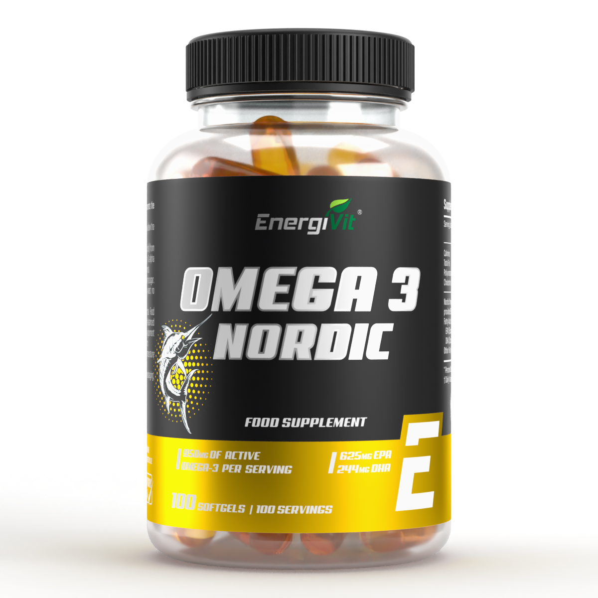 Риб'ячий жир EnergiVit Omega 3 NORDIC 950 mg active omega 3 100 м'яких капсул
