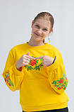 Жовтий світшот з українською вишивкою для дівчинки р. 104-170, фото 3