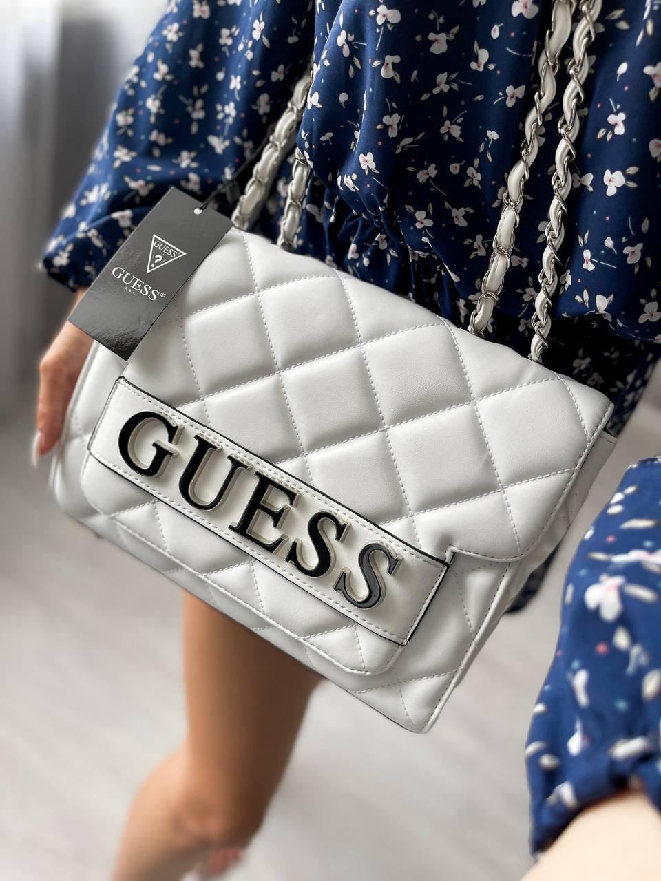 Жіноча сумка Гесс біла Guess White штучна шкіра, фото 1
