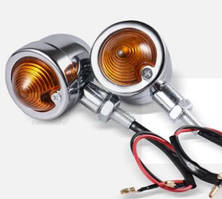 Великі поворотники 4.5х7см ретро металеві хром з жовтим склом (пара) варіант 4