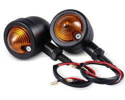 Великі поворотники 4.5х7см ретро металеві чорні з жовтим склом (пара) варіант 3