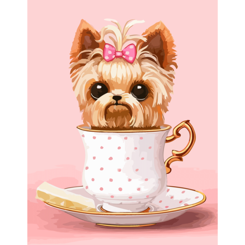 Картина за номерами Rosa Start "Cute Dog in a Cup" 35 х 45 см.