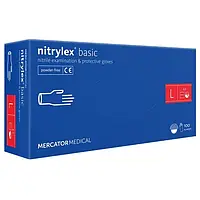 Рукавички нітрилові оглядові NITRYLEX BASIC нестерильні неприпудрені L 100 шт blue