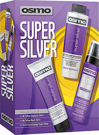 Набір проти жовтизни для освітленого та сивого волосся (300 мл/250 мл/200 мл) Super Silver OSMO