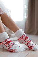 Детские белые новогодние носки хлопковые с оленями