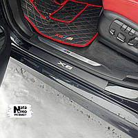 Накладки на пороги BMW X6  (2008-2019) (Carbon)