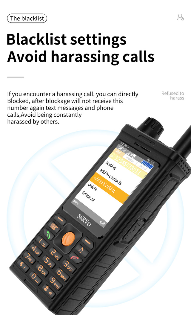 Телефон SERVO X3 Plus Рация Walkie Talkie, 3 SIM, 4000 МАч, PowerBank ...