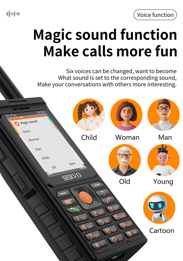 Телефон SERVO X3 Plus Рация Walkie Talkie, 3 SIM, 4000 МАч, PowerBank ...