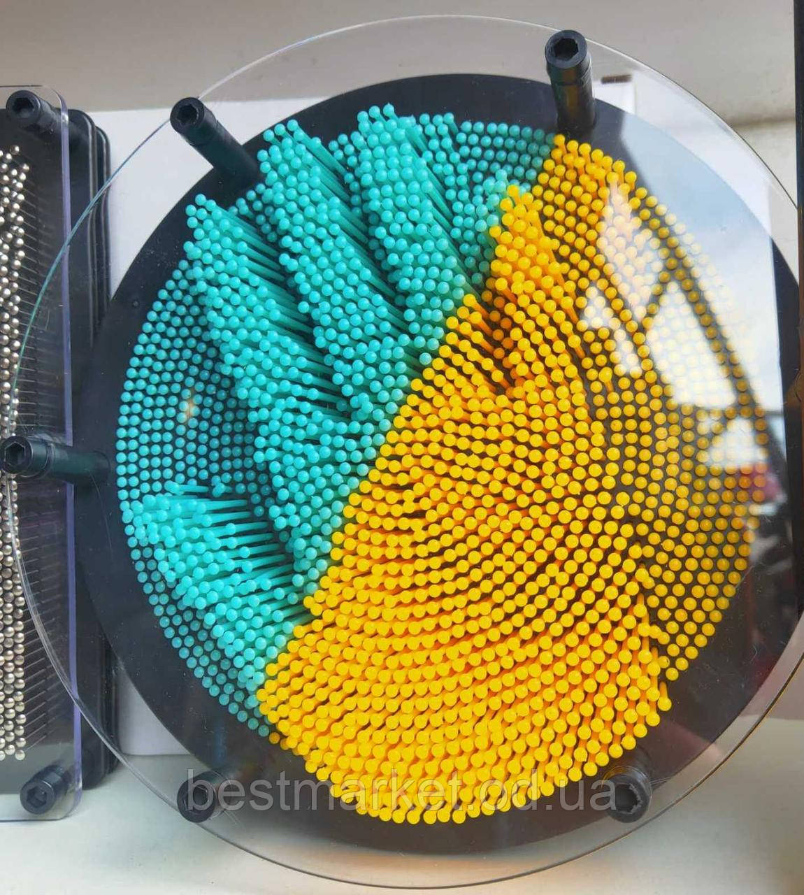 Іграшка Антистрес 3D Пінарт Скульптор Рук Пластикові Гвозді Синьо-Жовтий