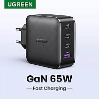 Зарядний пристрій UGREEN CD224 GaN X 65W 4 порти USB PD QC3.0 QC4.0 FCP 3C1A Black (70774)