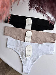 Жіночі трусики стрінги в рубчик набір 3шт L/XL