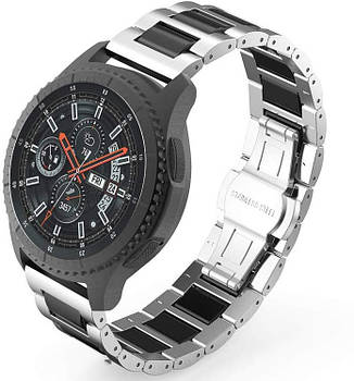 Ремінець BeWatch сталь-кераміка 22 мм Samsung Galaxy Watch 46 mm Silver Black (1026411)