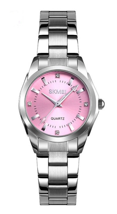 Жіночий металевий годинник Skmei 1620 Pink Steel. Годинник круглий жіночий на руку, фото 1