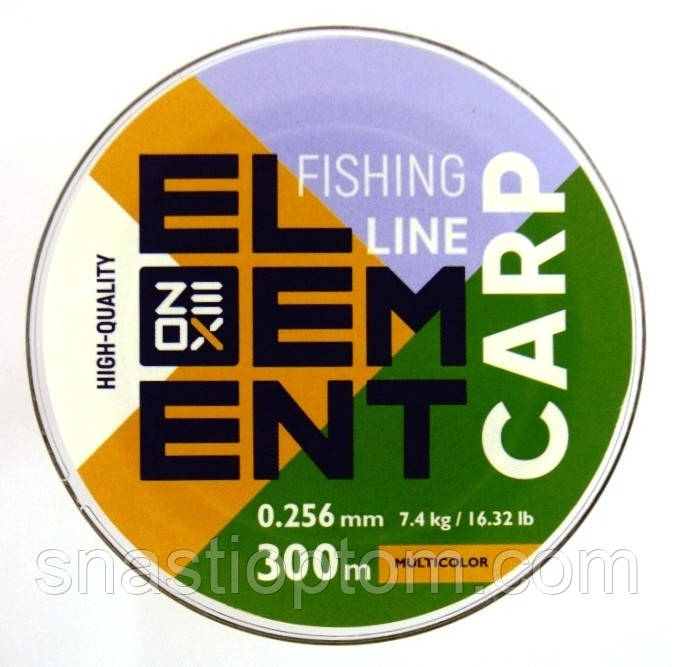 Волосінь рибальська, ZEOX Element Carp Multicolor, 300м, перетин 0,256мм