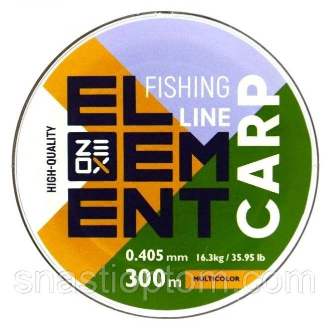 Волосінь на вудлище, ZEOX Element Carp Multicolor, 300м, перетин 0,405мм