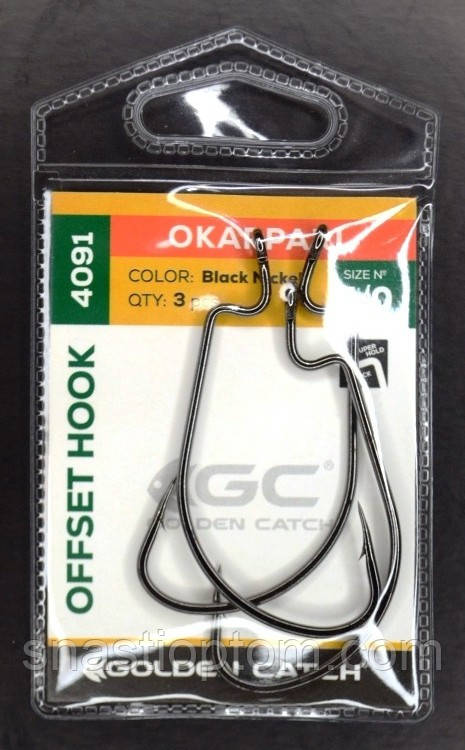 Рибальські гачки, GC Offset Okkapari 4091, 3шт/уп, колір BN, №5/0