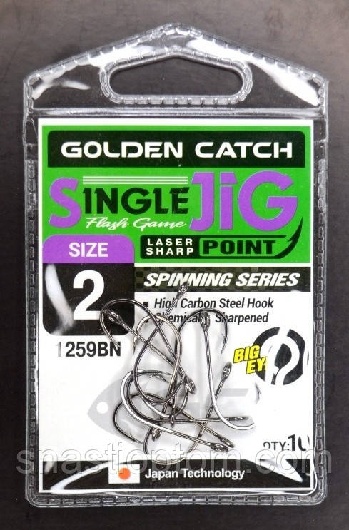 Гачки рибальські, GC Single Jig 1259, 10шт/уп, колір BN, №2